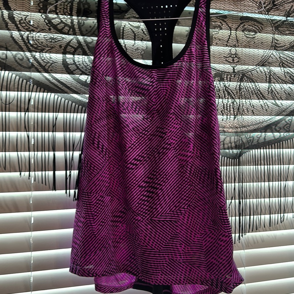 Purple and black workout top